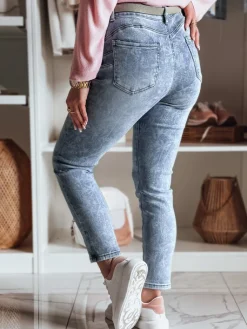 Jeansy Damskie>Dstreet Spodnie damskie jeansowe slim fit z paskiem BOTANIDA niebieskie UY2448