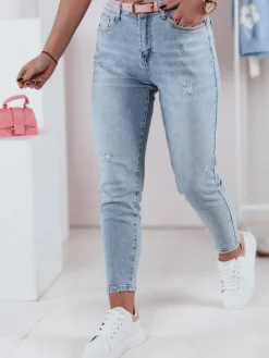 Jeansy Damskie>Dstreet Spodnie damskie jeansowe skinny z paskiem BLUEFLAIR UY2347