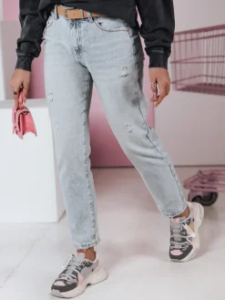 Jeansy Damskie>Dstreet Spodnie damskie jeansowe proste z paskiem BLUEDEN UY2359