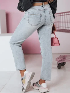 Jeansy Damskie>Dstreet Spodnie damskie jeansowe proste z paskiem BLUEDEN UY2359