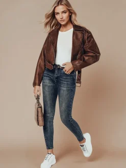 Jeansy Damskie>Dstreet Spodnie damskie jeansowe skinny SKINNYJEAN z paskiem granatowe UY2328