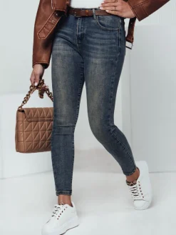 Jeansy Damskie>Dstreet Spodnie damskie jeansowe skinny SKINNYJEAN z paskiem granatowe UY2328