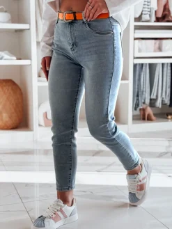 Jeansy Damskie>Dstreet Spodnie damskie jeansowe slim fit FITONIC niebieskie UY2450