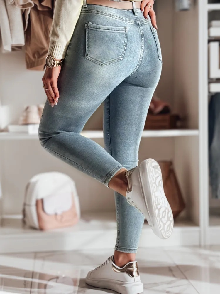 Jeansy Damskie>Dstreet Spodnie damskie jeansowe skinny ze zdobieniem LUMITTA niebieskie UY2429