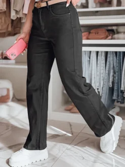 Jeansy Damskie|Spodnie Damskie>Dstreet Spodnie damskie jeansowe wide leg DELUSSIA czarne UY2669