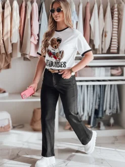 Jeansy Damskie|Spodnie Damskie>Dstreet Spodnie damskie jeansowe wide leg DELUSSIA czarne UY2669