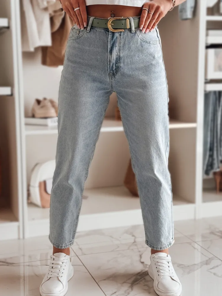 Jeansy Damskie>Dstreet Spodnie damskie jeansowe mom fit z paskiem JEANMOM niebieskie UY2421