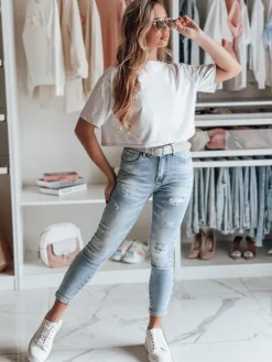 Jeansy Damskie>Dstreet Spodnie damskie jeansowe FASHIONIX niebieskie UY2708