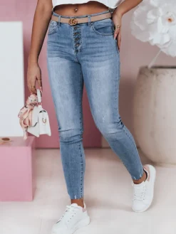 Jeansy Damskie>Dstreet Spodnie damskie jeansowe skinny wysoki stan DERMIX UY2394