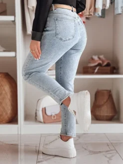 Jeansy Damskie>Dstreet Spodnie damskie jeansowe slim fit SPARKLI niebieskie UY2488