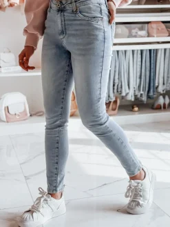 Jeansy Damskie>Dstreet Spodnie damskie jeansowe skinny ZIPSKINS niebieskie UY2385