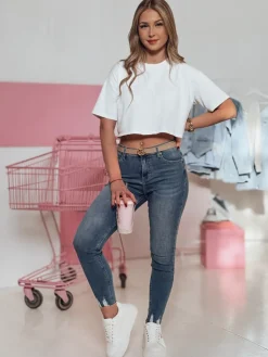 Jeansy Damskie>Dstreet Spodnie damskie jeasnowe skinny TRENDIM UY2377