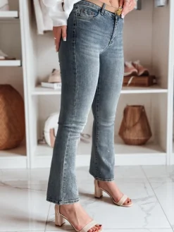 Jeansy Damskie>Dstreet Spodnie damskie jeasnowe dzwony z cyrkoniami BLINKFIT niebieskie UY2449