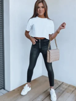 Jeansy Damskie>Dstreet Spodnie damskie LISSA czarne UY1279