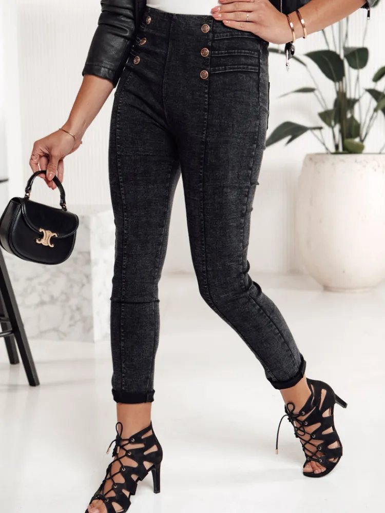 Jeansy Damskie>Dstreet Spodnie damskie LUXTILIO wysoki stan czarne UY2245