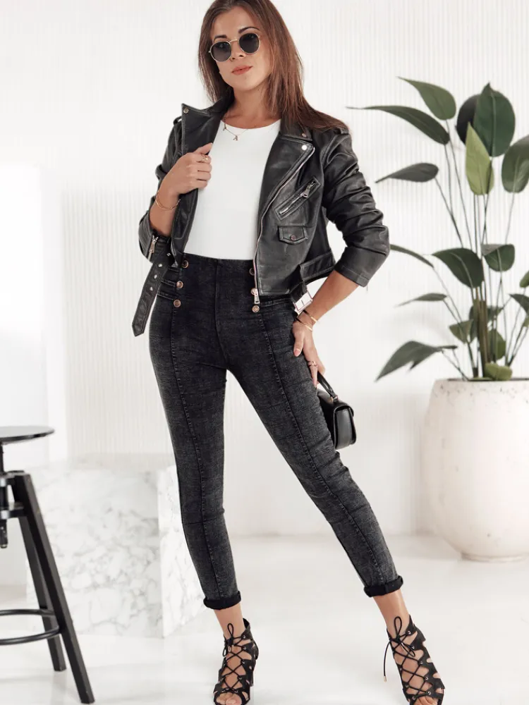 Jeansy Damskie>Dstreet Spodnie damskie LUXTILIO wysoki stan czarne UY2245