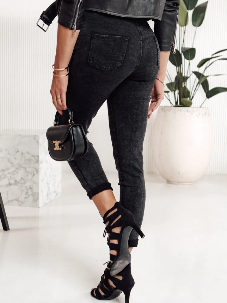 Jeansy Damskie>Dstreet Spodnie damskie LUXTILIO wysoki stan czarne UY2245