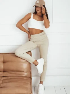 Spodnie Damskie>Dstreet Spodnie damskie MADELINE beżowe UY1854