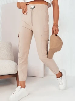 Spodnie Damskie>Dstreet Spodnie damskie MAREN beżowe UY2067