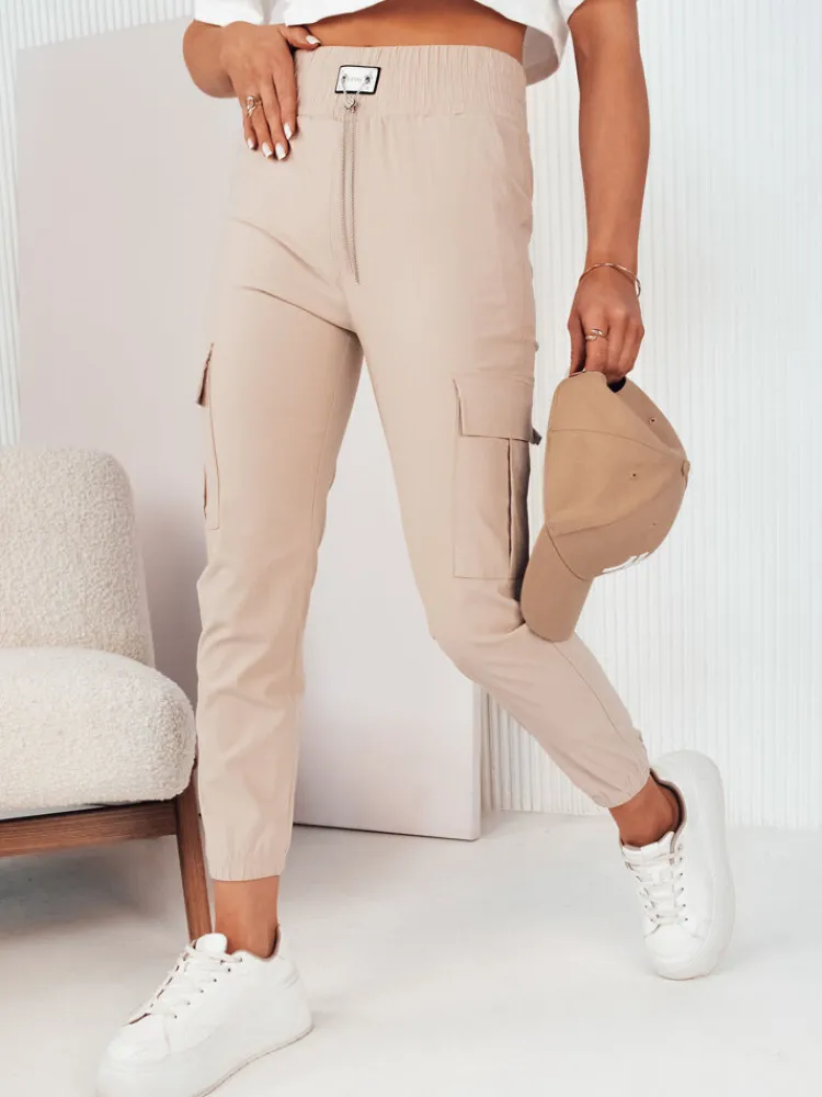 Spodnie Damskie>Dstreet Spodnie damskie MAREN beżowe UY2067