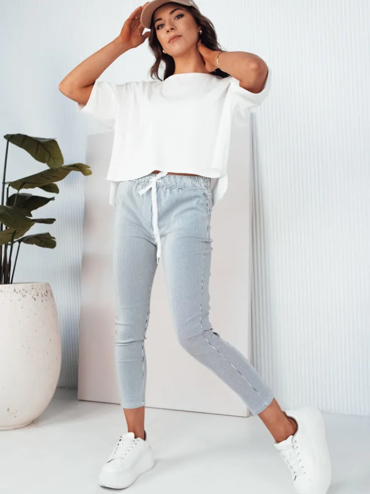 Spodnie Damskie>Dstreet Spodnie damskie MARINS w biało-czarne paski UY2080