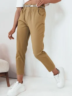 Spodnie Damskie>Dstreet Spodnie damskie materiałowe ERLON żółte UY2099