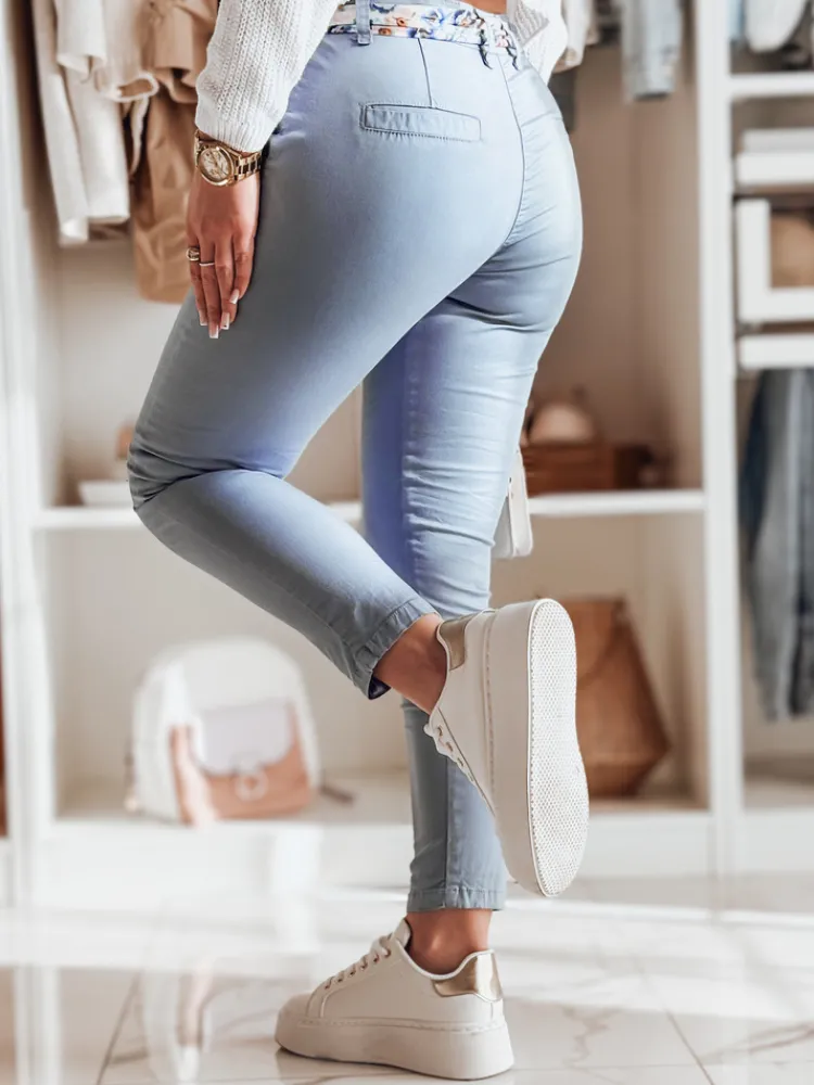 Spodnie Damskie>Dstreet Spodnie damskie materiałowe chinosy z paskiem ROSSALI błekitne UY2535