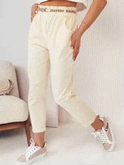 Spodnie Damskie>Dstreet Spodnie damskie materiałowe ERLON żółte UY2029