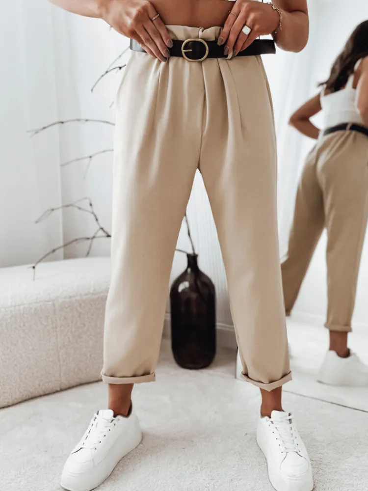 Spodnie Damskie>Dstreet Spodnie damskie materiałowe LARA kamelowe UY1839