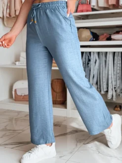 Spodnie Damskie>Dstreet Spodnie damskie materiałowe wide leg LINESSA niebieskie UY2642
