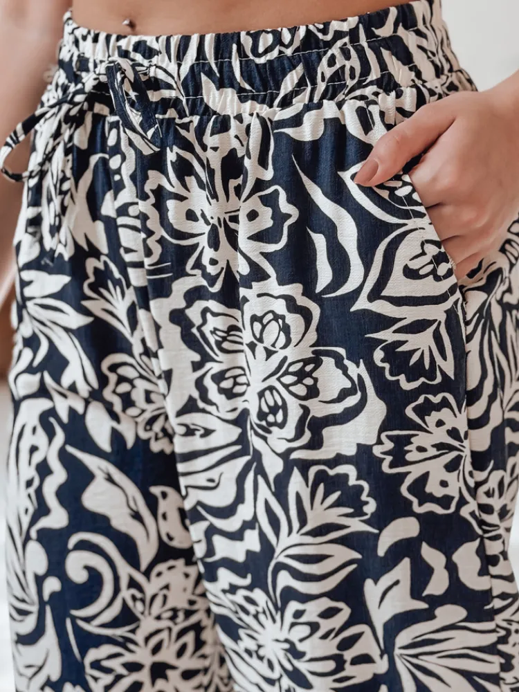 Spodnie Damskie>Dstreet Spodnie damskie materiałowe wide leg TROPICAL SUN granatowe UY2632