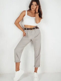 Spodnie Damskie>Dstreet Spodnie damskie materiałowe LARA szare UY1838