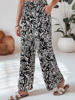 Spodnie Damskie>Dstreet Spodnie damskie materiałowe wide leg TROPICAL SUN czarne UY2634