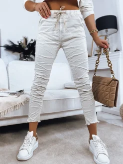 Jeansy Damskie|Spodnie Damskie>Dstreet Spodnie damskie MIKI jasnobeżowe UY1342