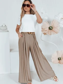 Spodnie Damskie>Dstreet Spodnie damskie MIRELOU brązowe UY2714