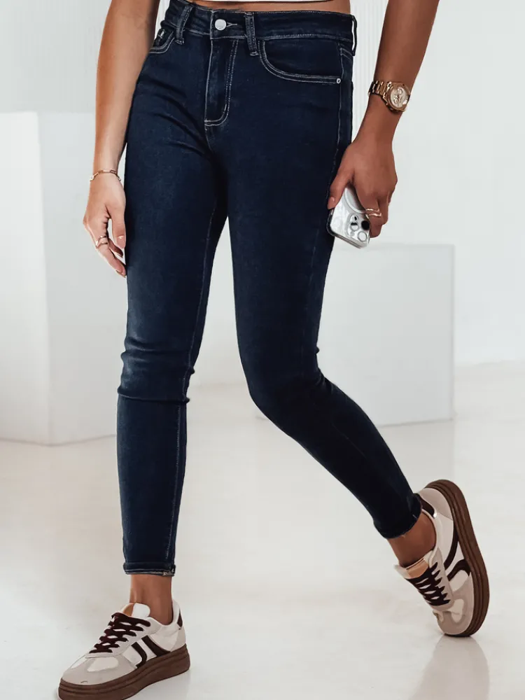 Jeansy Damskie>Dstreet Spodnie damskie MODILINI jeansowe ciemnoniebieskie UY2239