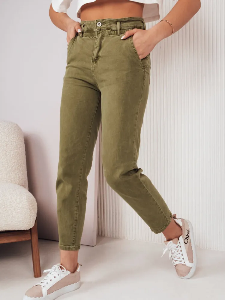 Jeansy Damskie>Dstreet Spodnie damskie mom fit FINN zielone UY1594