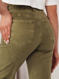 Jeansy Damskie>Dstreet Spodnie damskie mom fit FINN zielone UY1594