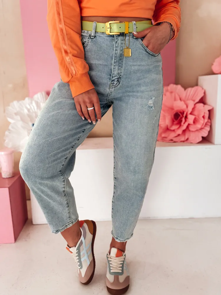 Jeansy Damskie>Dstreet Spodnie damskie mom fit jeansowe MOMTEZ niebieskie UY2485