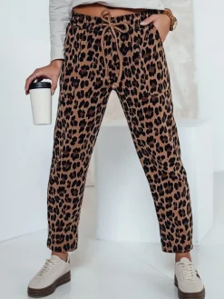 Jeansy Damskie>Dstreet Spodnie damskie oversize PANTHERIN chinos wiązane w panterkę UY2282