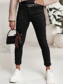 Jeansy Damskie>Dstreet Spodnie damskie ROOLOOK rurki czarne UY2237