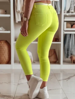 Spodnie Damskie>Dstreet Spodnie damskie skinny z paskiem VIVASKIN żółte UY2461