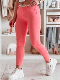 Spodnie Damskie>Dstreet Spodnie damskie skinny z paskiem VIVASKIN jasnoróżowe UY2468