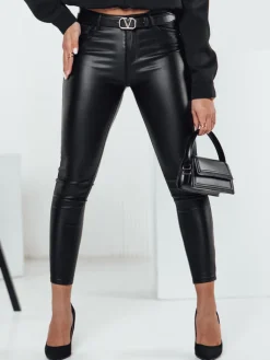 Spodnie Damskie>Dstreet Spodnie damskie skórzane woskowane WAXSTEP czarne UY2318
