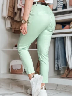 Spodnie Damskie>Dstreet Spodnie damskie slim fit z paskiem LINESKA miętowe UY2574