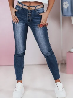 Jeansy Damskie>Dstreet Spodnie damskie slim fit jeansowe SKYFINE UY2361