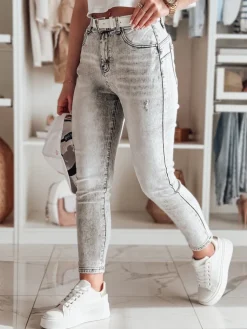 Jeansy Damskie>Dstreet Spodnie damskie slim fit jeansowe SKINNEX szare UY2430