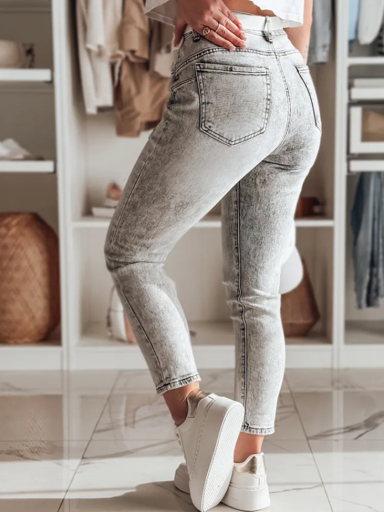Jeansy Damskie>Dstreet Spodnie damskie slim fit jeansowe SKINNEX szare UY2430
