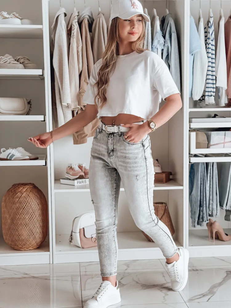 Jeansy Damskie>Dstreet Spodnie damskie slim fit jeansowe SKINNEX szare UY2430