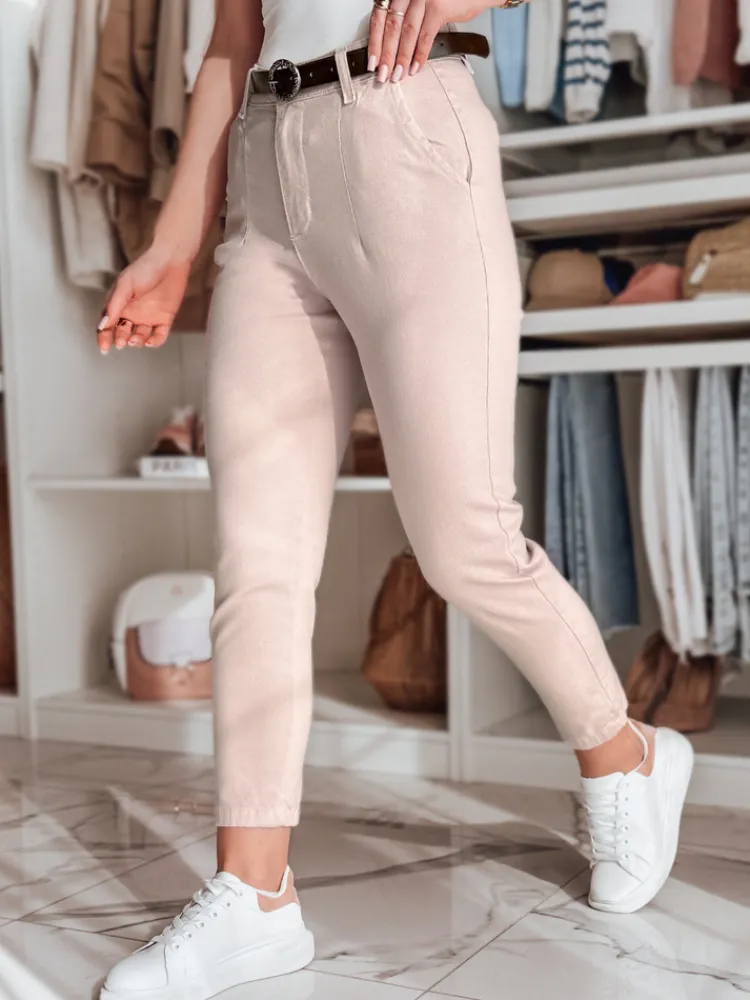 Spodnie Damskie>Dstreet Spodnie damskie slim fit z paskiem TAIRONIK różowe UY2548